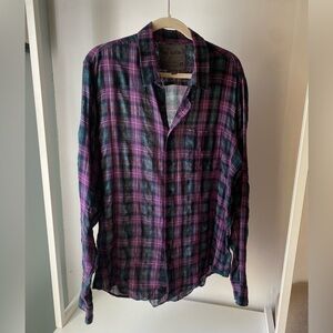 Joe's Jeans Purple and Green Plaid Unisex Size L Shirt
